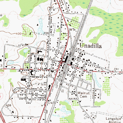 Topographic Map of Unadilla, GA