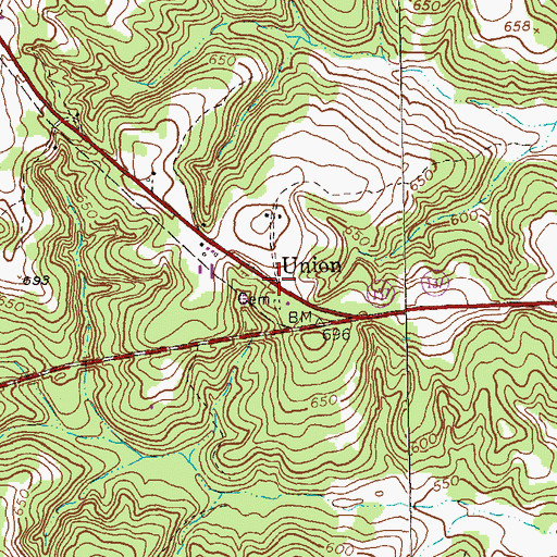 Topographic Map of Union, GA