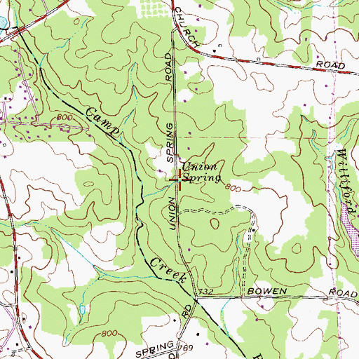 Topographic Map of Union Spring, GA