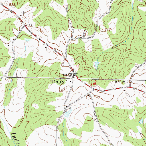 Topographic Map of Unity, GA