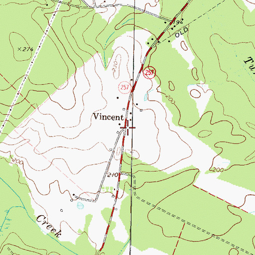 Topographic Map of Vincent, GA