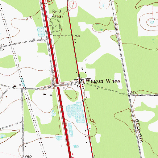 Topographic Map of Wagon Wheel, GA