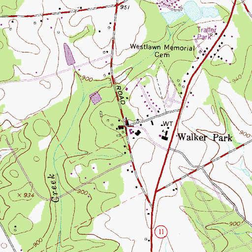 Topographic Map of Walker Park, GA