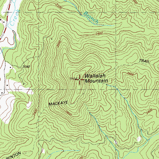 Topographic Map of Wallalah Mountain, GA