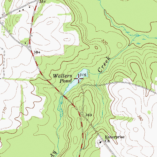 Topographic Map of Wallers Pond, GA