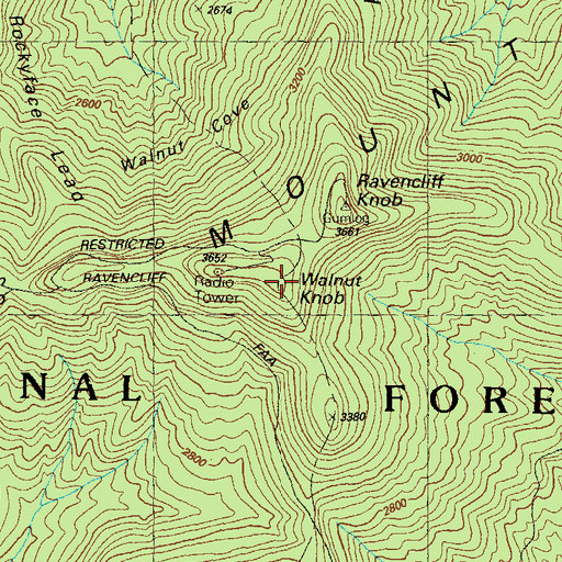 Topographic Map of Walnut Knob, GA