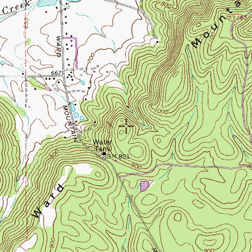 Topographic Map of Ward Mountain, GA