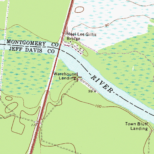 Topographic Map of Warehouse Landing, GA