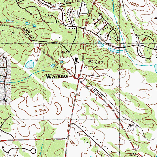Topographic Map of Warsaw, GA