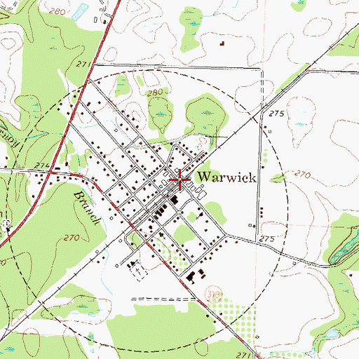Topographic Map of Warwick, GA