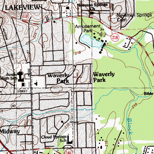 Topographic Map of Waverly Park, GA