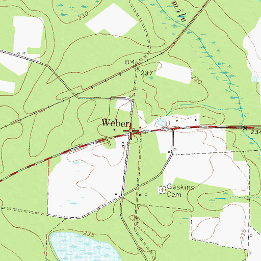 Topographic Map of Weber, GA