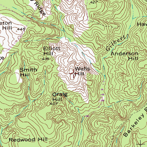 Topographic Map of Wells Hill, GA