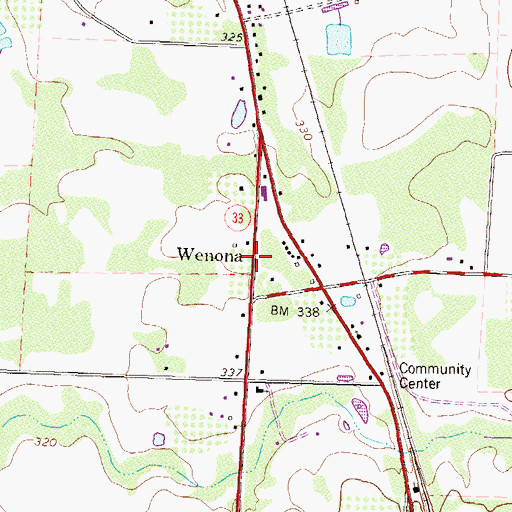 Topographic Map of Wenona, GA