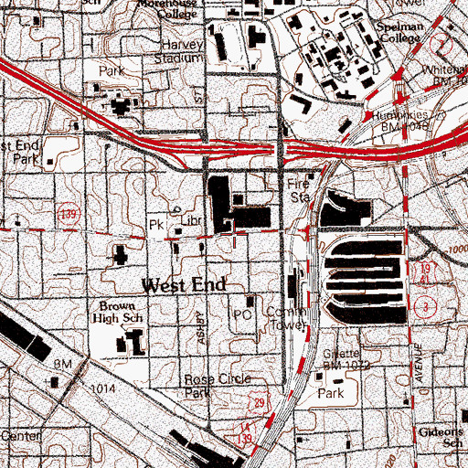 Topographic Map of West End, GA
