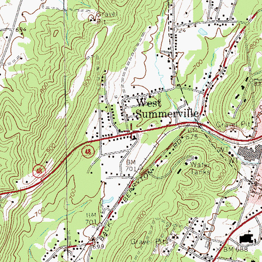 Topographic Map of West Summerville, GA