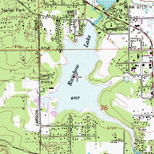 Topographic Map of Rainbow Lake, AZ