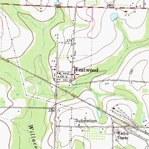 Topographic Map of Westwood, GA