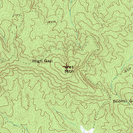 Topographic Map of Wet Mountain, GA