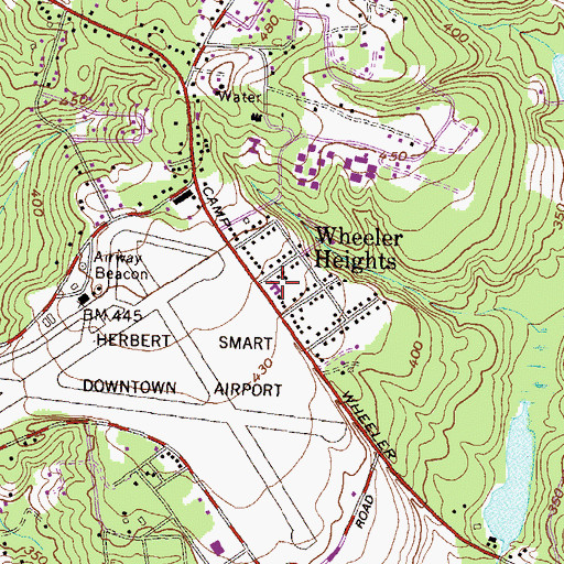 Topographic Map of Wheeler Heights, GA