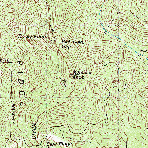 Topographic Map of Wheeler Knob, GA