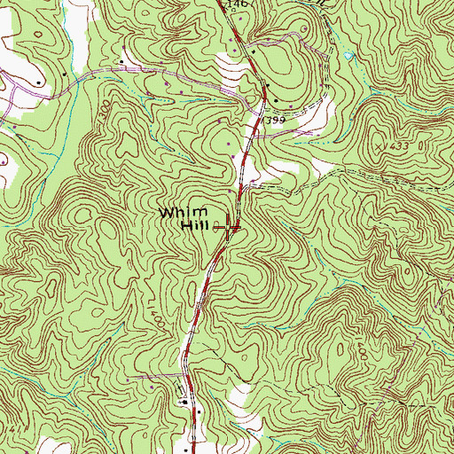 Topographic Map of Whim Hill, GA
