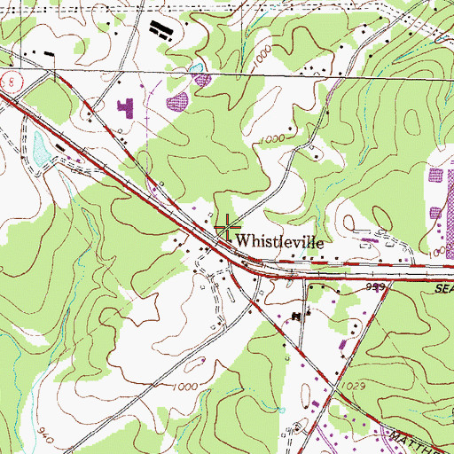 Topographic Map of Whistleville, GA