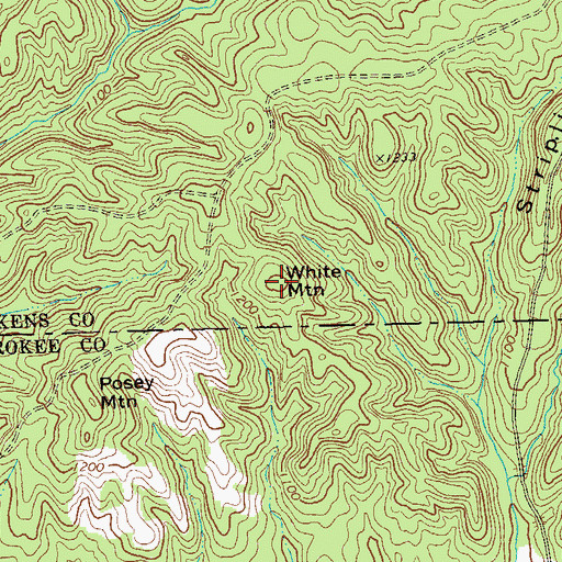 Topographic Map of White Mountain, GA