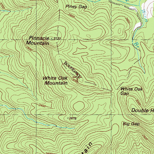 Topographic Map of White Oak Mountain, GA