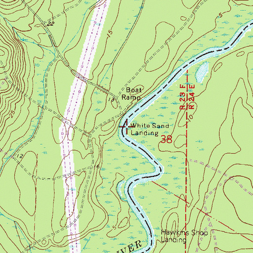 Topographic Map of White Sand Landing, GA