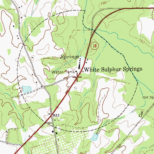 Topographic Map of White Sulphur Springs, GA