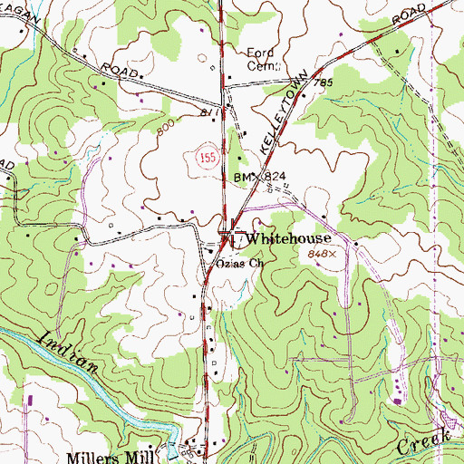 Topographic Map of Whitehouse, GA
