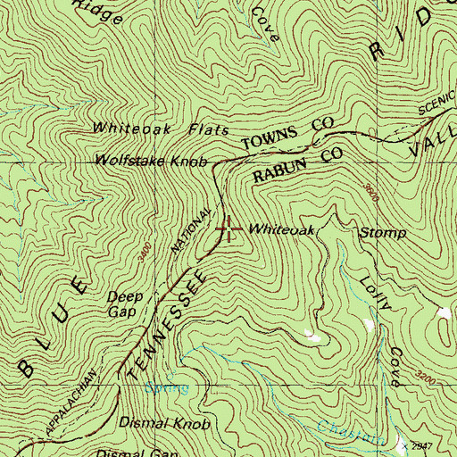Topographic Map of Whiteoak Stomp, GA
