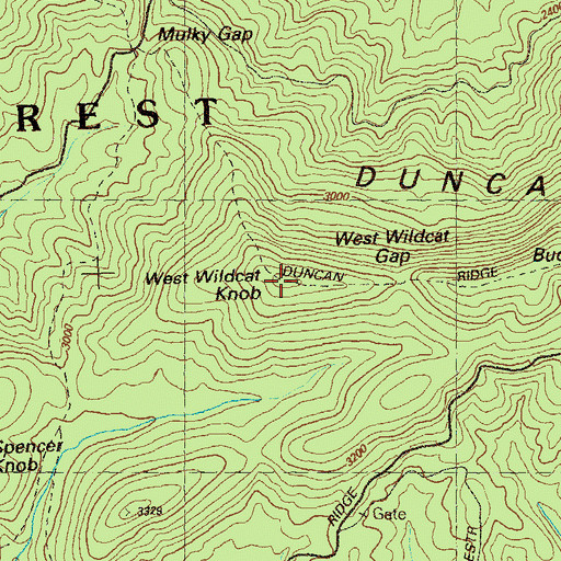 Topographic Map of West Wildcat Knob, GA