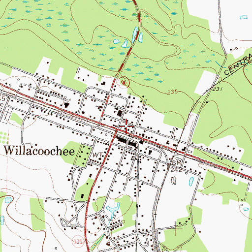 Topographic Map of Willacoochee, GA