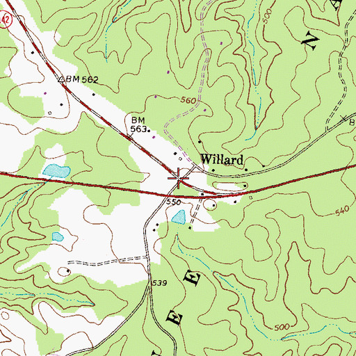 Topographic Map of Willard, GA