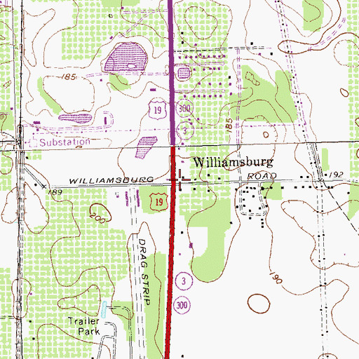 Topographic Map of Williamsburg, GA