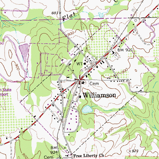 Topographic Map of Williamson, GA