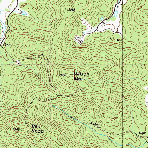 Topographic Map of Wilson Mountain, GA