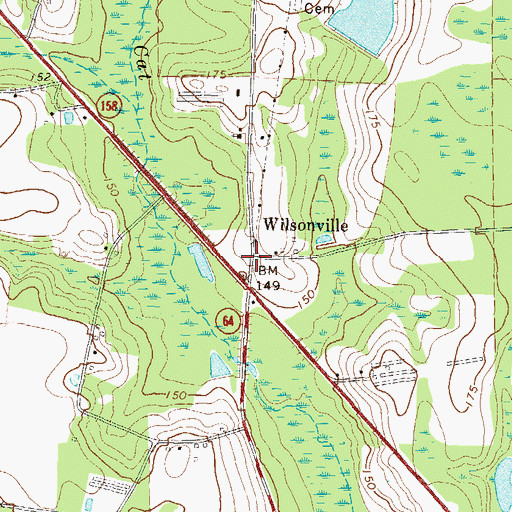 Topographic Map of Wilsonville, GA