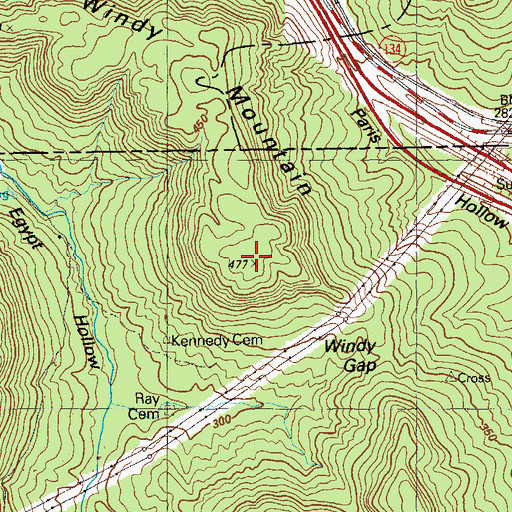 Topographic Map of Windy Mountain, GA