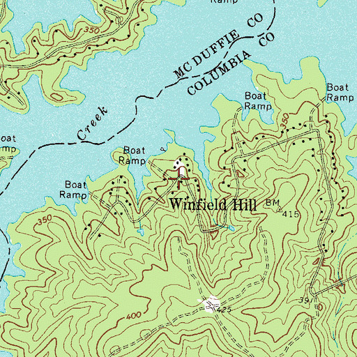 Topographic Map of Winfield Hill, GA