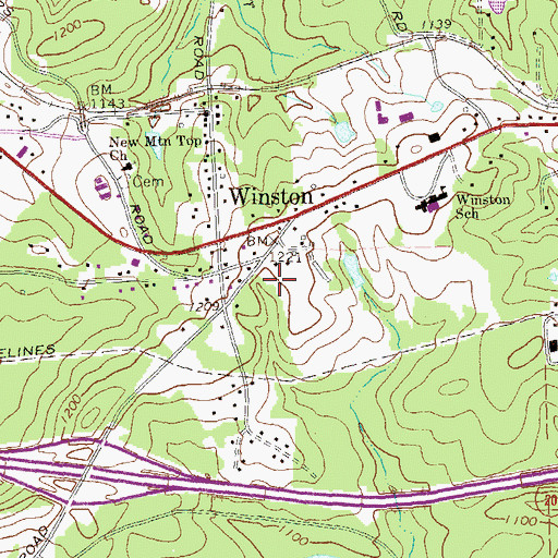 Topographic Map of Winston, GA