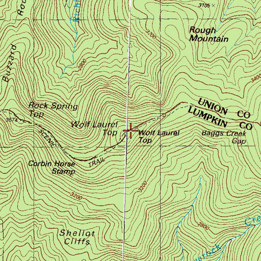 Topographic Map of Wolf Laurel Top, GA