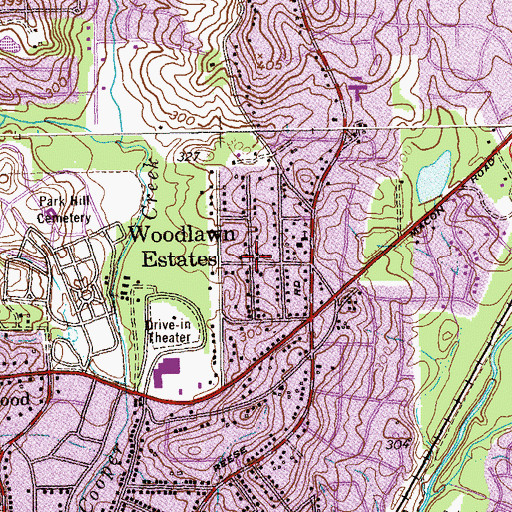 Topographic Map of Woodlawn Estates, GA