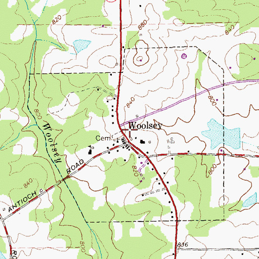 Topographic Map of Woolsey, GA