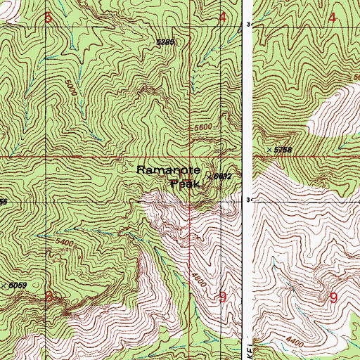 Topographic Map of Ramanote Peak, AZ