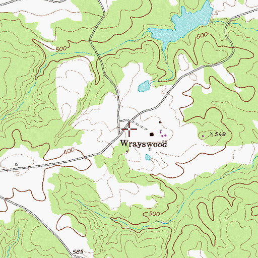 Topographic Map of Wrayswood, GA