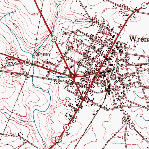 Topographic Map of Wrens, GA