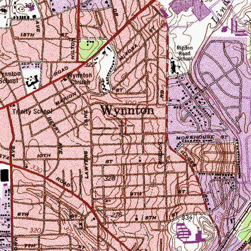 Topographic Map of Wynnton, GA